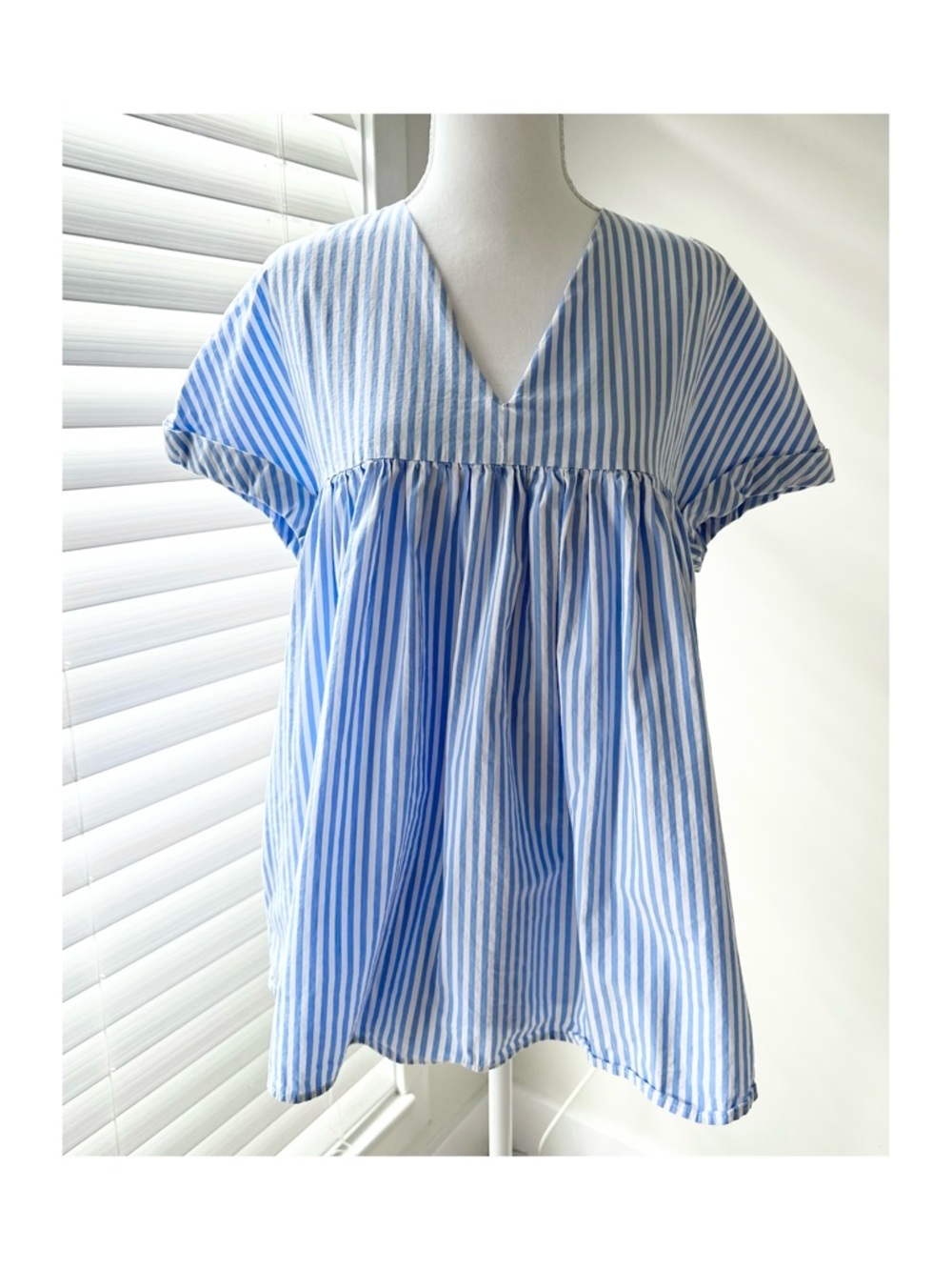 Blue Striped V-Neck Women’s Dress